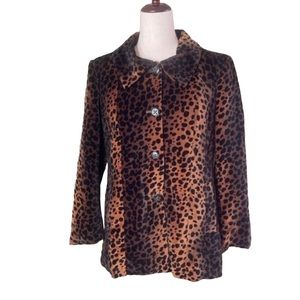 Rafaella Studio Velvet Brown/Black Leopard Blazer Size 12 Petite